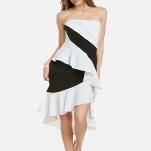 Never worn Marchesa Notte black and white color block dress